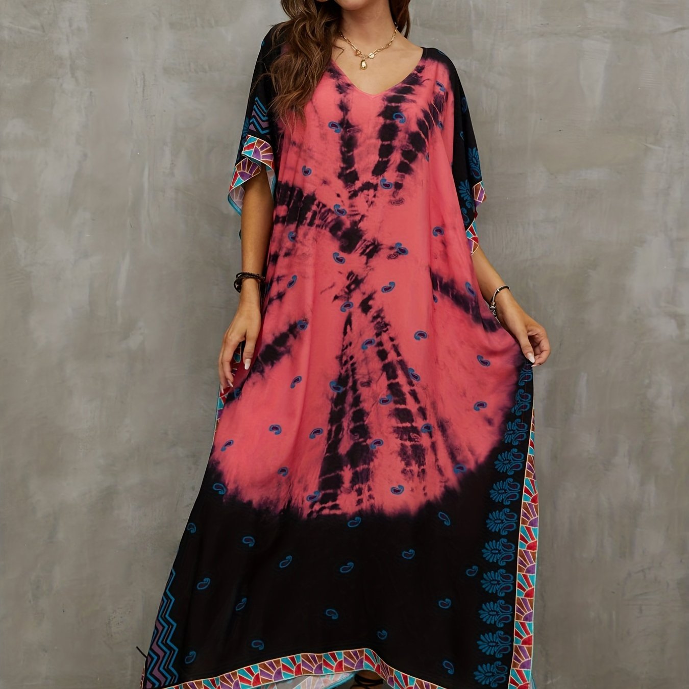 Tie Dye Boho Cover Up Dress