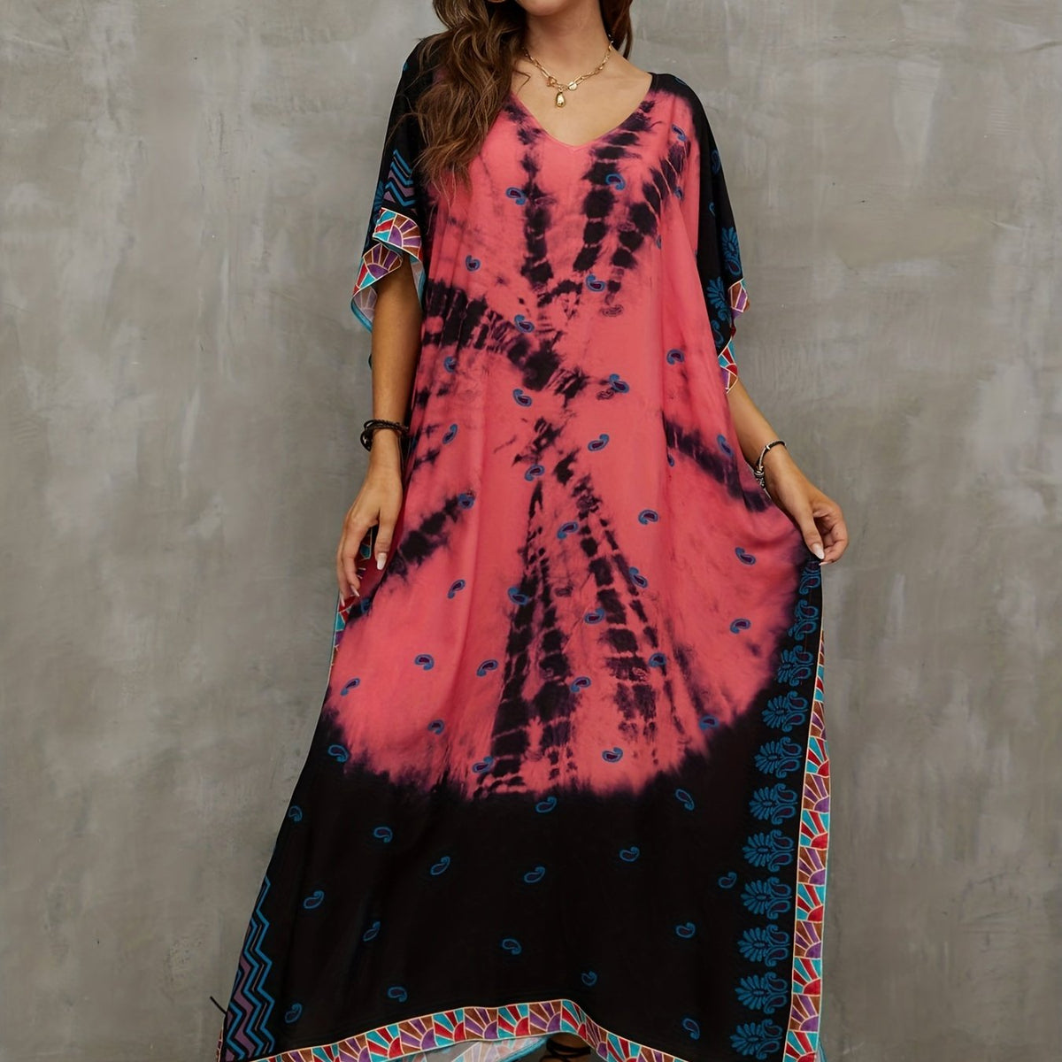  Tie Dye Boho Cover Up Dress