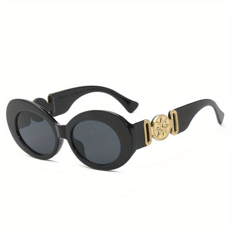 Retro Oval Sunglasses Vintage Flower UV400 Sun Shades for Driving
