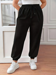  Solid Elastic Joggers With Pockets