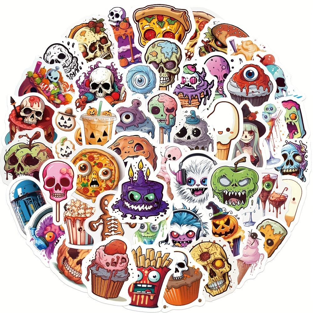 50pcs Halloween Horror Food Stickers Waterproof PVC Decoration