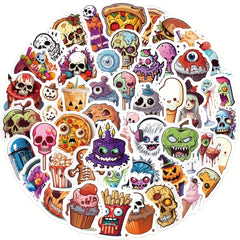 50pcs Halloween Horror Food Stickers Waterproof PVC Decoration