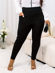  Solid High Rise Stretch Skinny Pants with Pockets