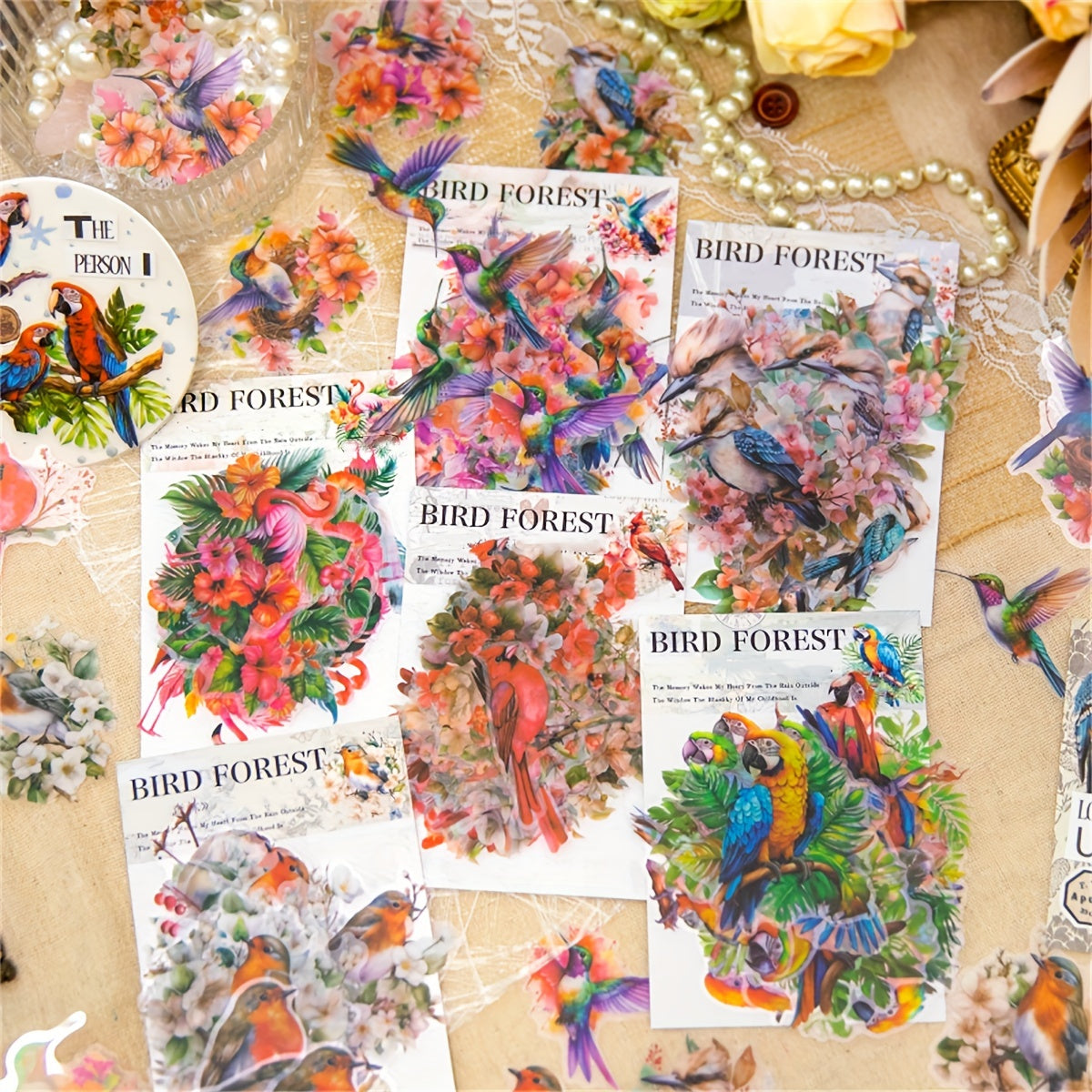 30pcs Flying Bird Forest PET Sticker Pack for Diary Decoration