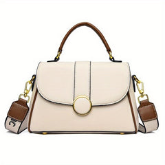Wide Strap Satchel Crossbody Bag PU Leather Textured Bag Purse