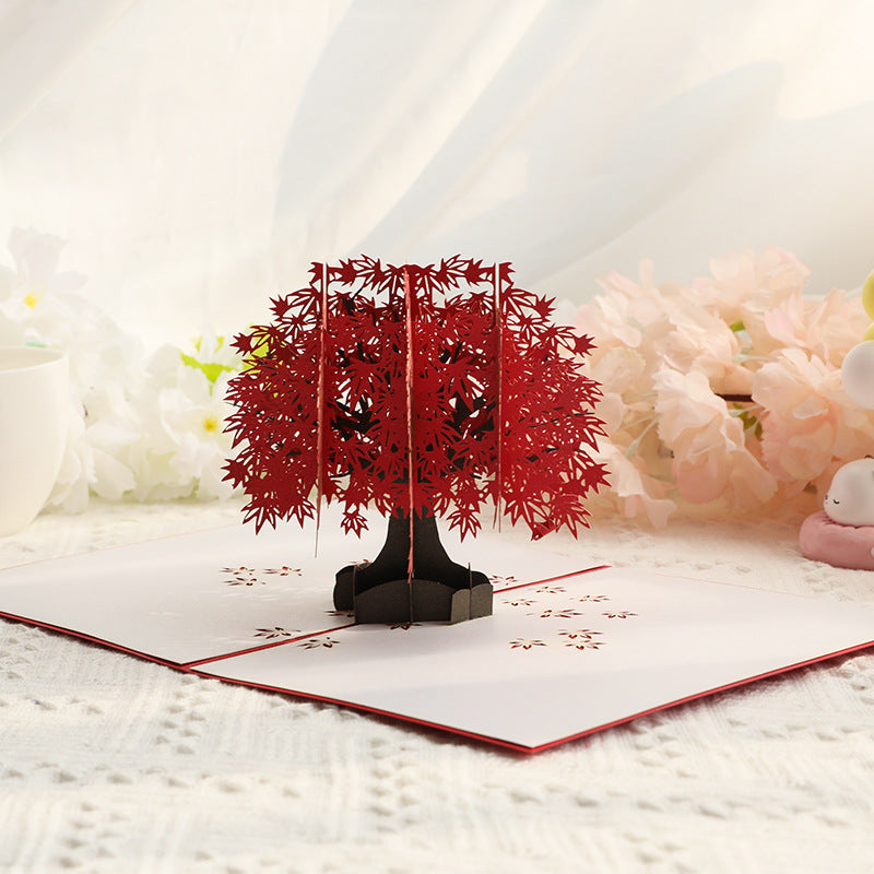 3D Greeting Card Maple Leaves Birthday Card Thanksgiving Christmas