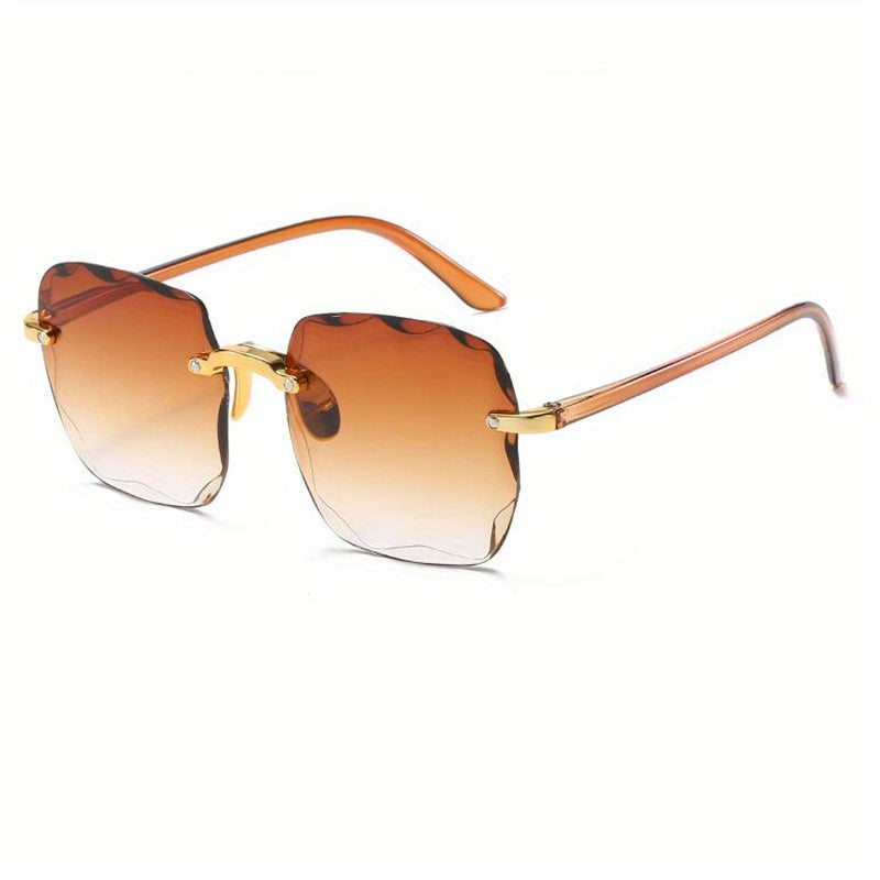 Rimless Square Sunglasses Women Outdoor Travel Eyewear