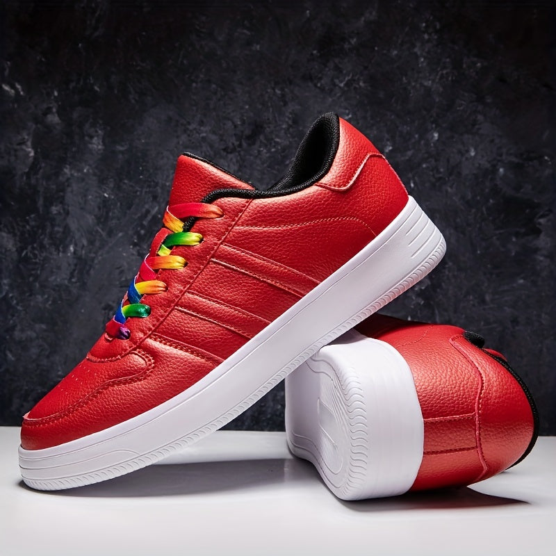 Women's Red Skate Shoes Lace Up Outdoor Shoes Lightweight Sneakers