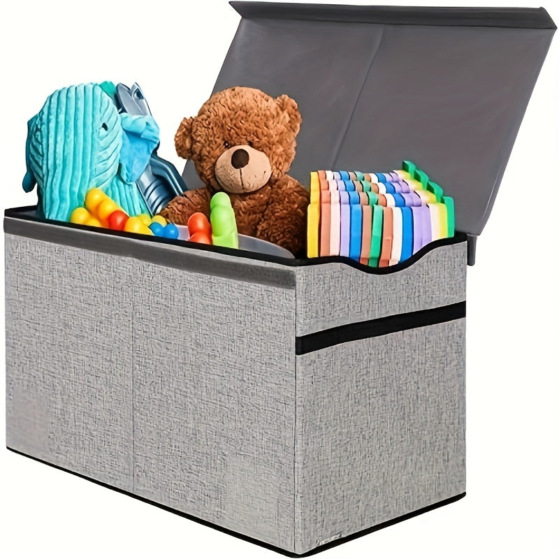Large Collapsible Toy Storage Box With Lid - Sturdy Organizer for Kids