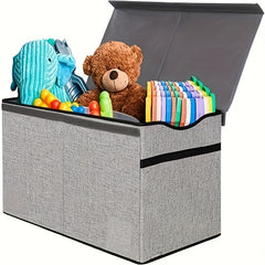 Large Collapsible Toy Storage Box With Lid - Sturdy Organizer for Kids