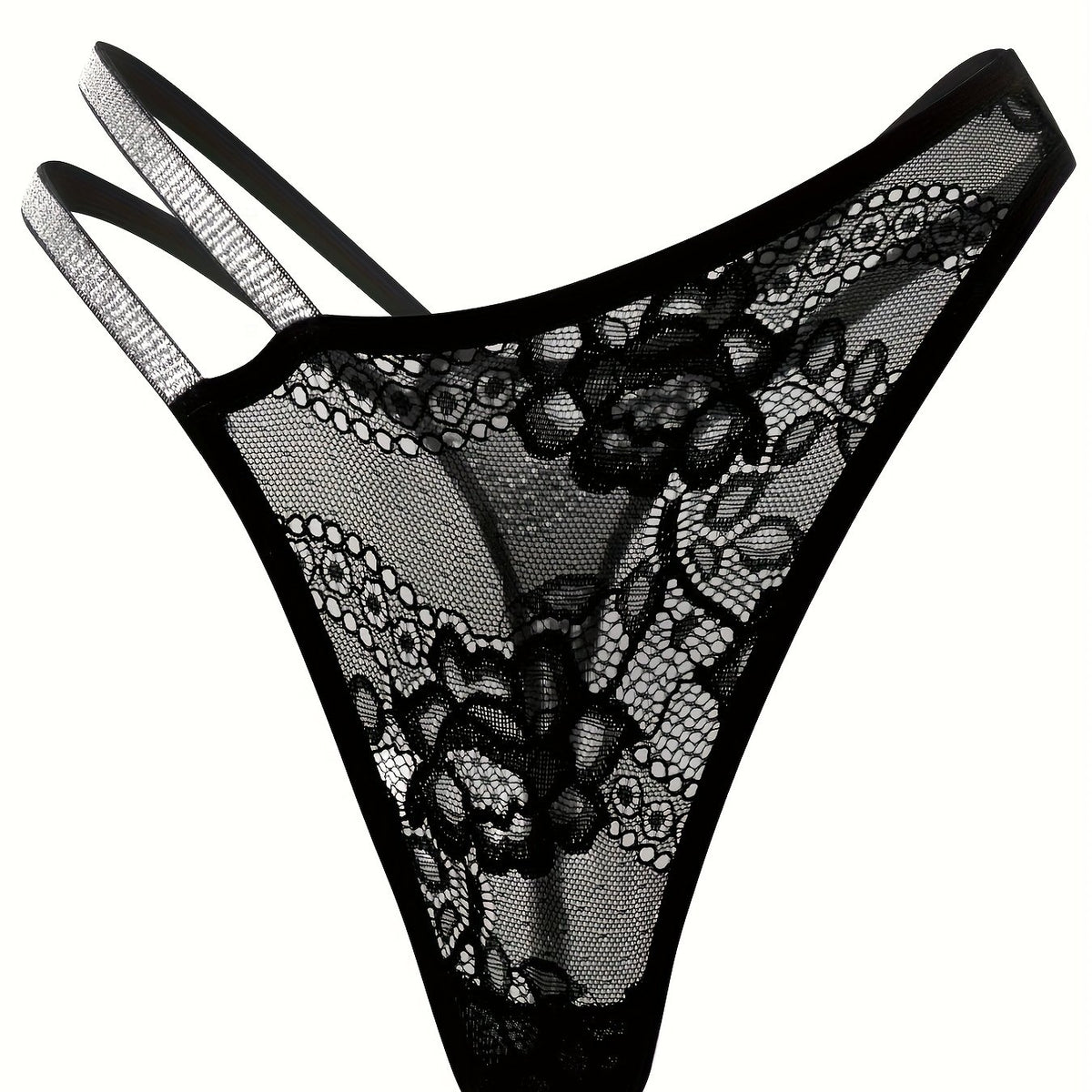 Floral Lace Mesh Thongs Semi-sheer Intimates Panties