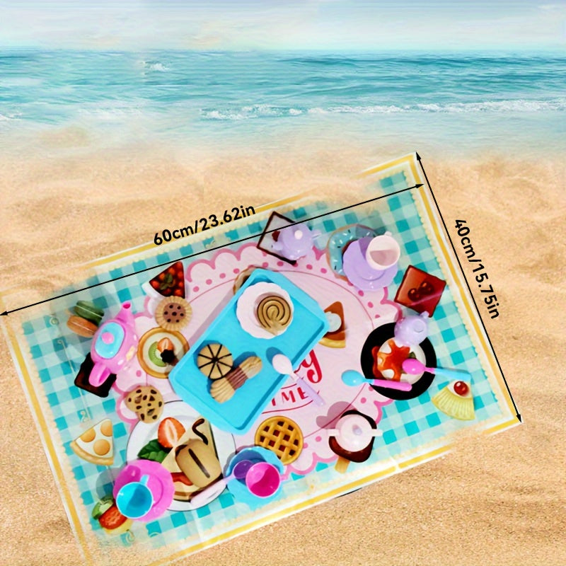 Kids Pretend Play Tea Set with Tray & Cookies Pink & Floral Plastic