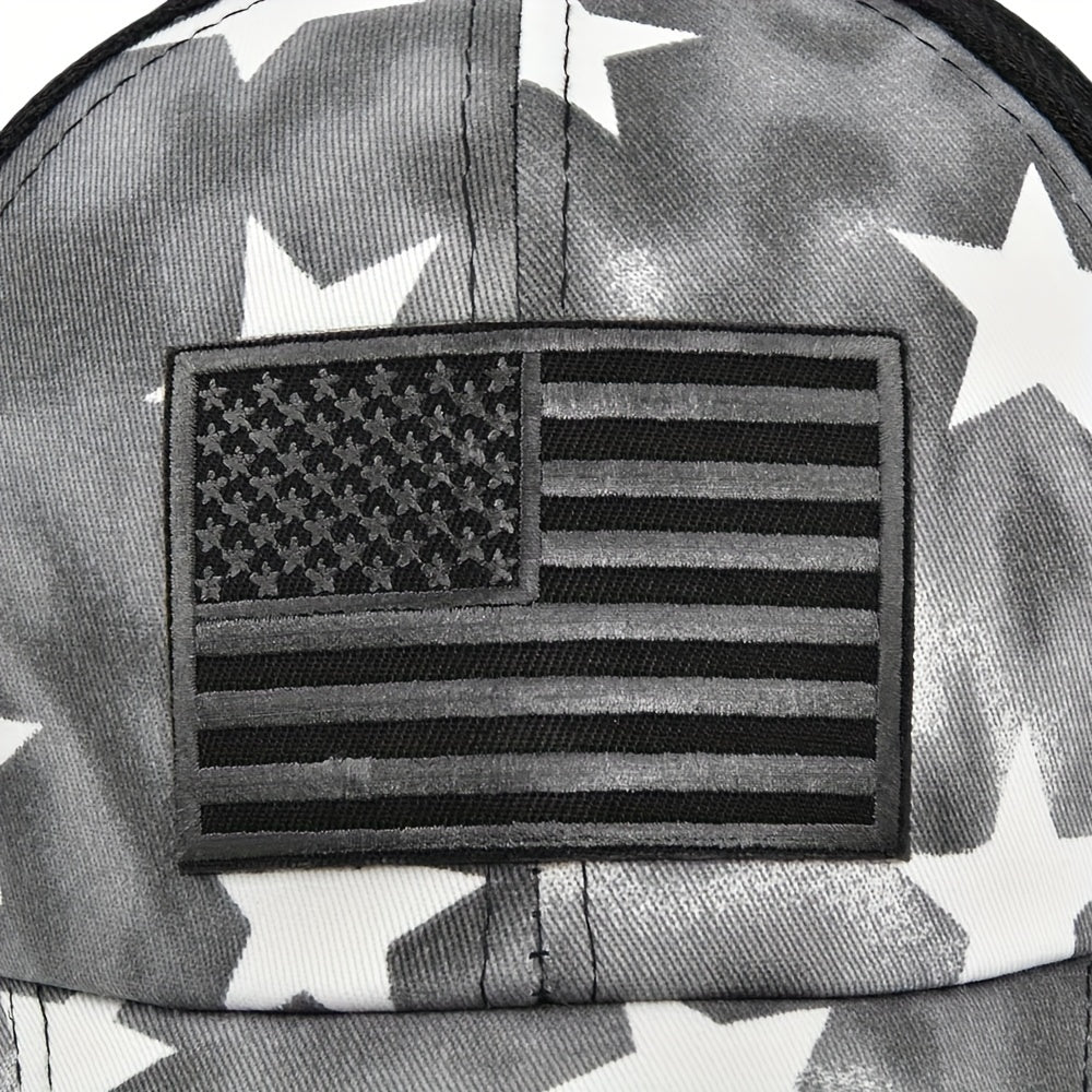 Tie Dye Ponytail Trucker Hat Star Print Mesh Baseball Cap Embroi