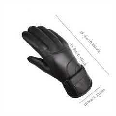 Warm Leather Cycling Gloves Men's Thickened Coldproof Windproof Touchable