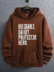Husband Letter Print Hoodies Men Graphic Sweatshirt Comfy Hooded Pullover
