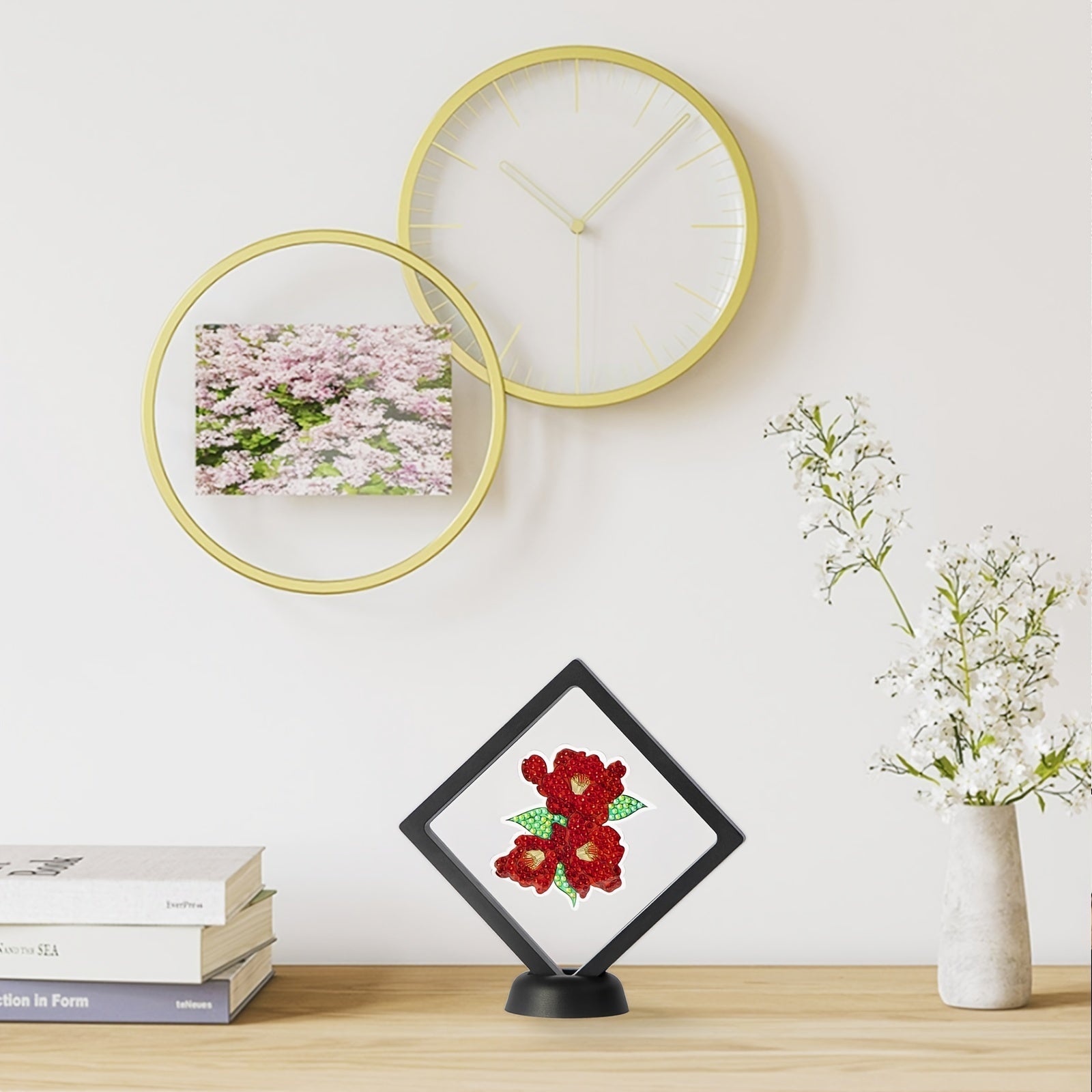 1pc Double sided Red Flowers Diamond Painting Ornament