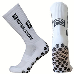 Anti Slip Mid Calf Athletic Socks Football Sweat Absorbing Breathable Socks
