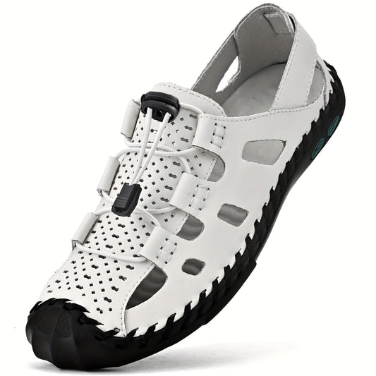 Men's Leather Closed Toe Sandals Summer Breathable Shoes
