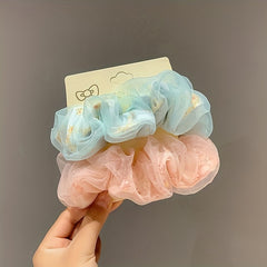 Organza Scrunchies Floral Hair Tie Sweet Ponytail Holder Hair Rope Women Girls