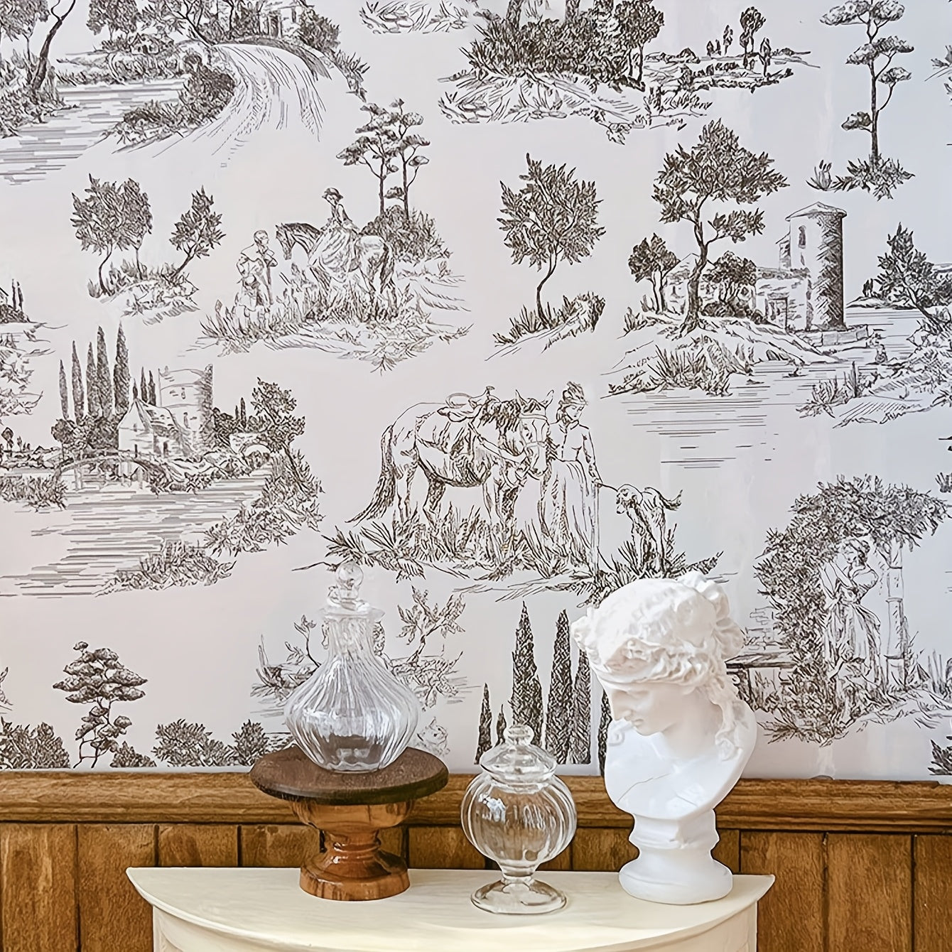 Self-Adhesive Dollhouse Wallpaper 1:6 1:12 Scale Stylish Patterns Festive Scenes