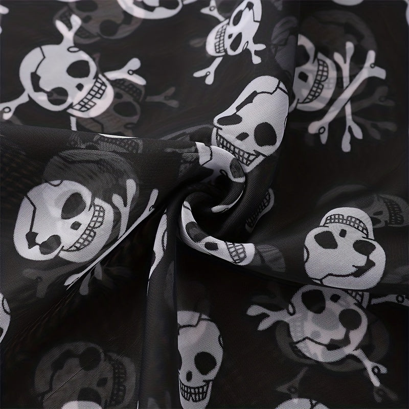 Halloween Skull Print Casual Scarf Solid Gauze Shawl Head Wrap Headscarf