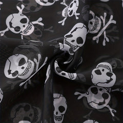 Halloween Skull Print Casual Scarf Solid Gauze Shawl Head Wrap Headscarf