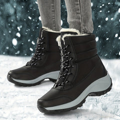 Women's Platform Snow Boots Lace Up Plush Lined Outdoor Boots