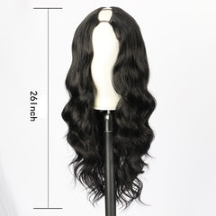 Natural Curly V Part Wig Long Body Wave Synthetic Wig