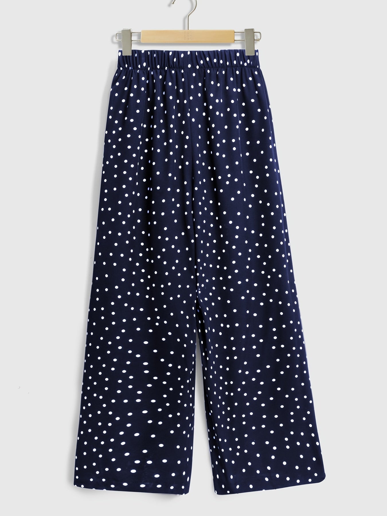  Dot Print Button Wide Leg Pants