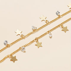 Star & Zircon Tassel Pendant Anklet Summer Yoga Beach Jewelry