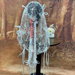 Short Lace Bridal Veil with Bow Detail