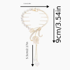Opal Flower Hair Claw with Faux Pearl Tassel - Women Girls Hair Clip