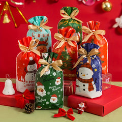 10pcs Christmas & Year Drawstring Bags Ideal for Gift Packing & Candy Baking