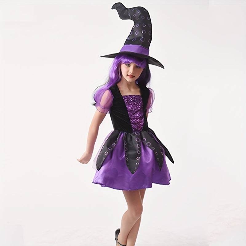 Witch Costume Girls Halloween Dress Kids Party