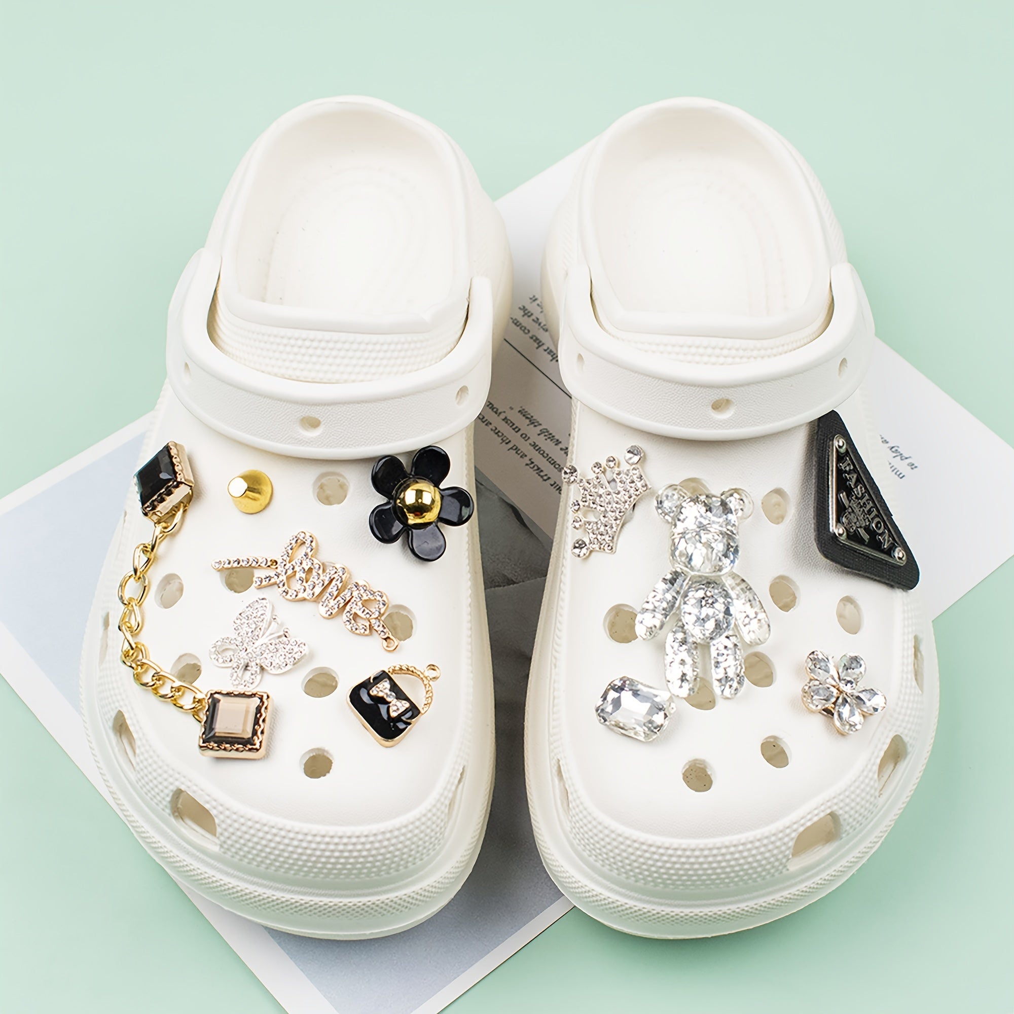 11 Pcs Bling Punk Goth Shoe Charms For Clog Slippers Party Favor
