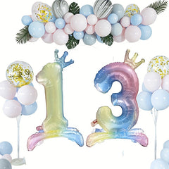 81cm Crystal Number Foil Balloons with Crown Figures Globos 0-9