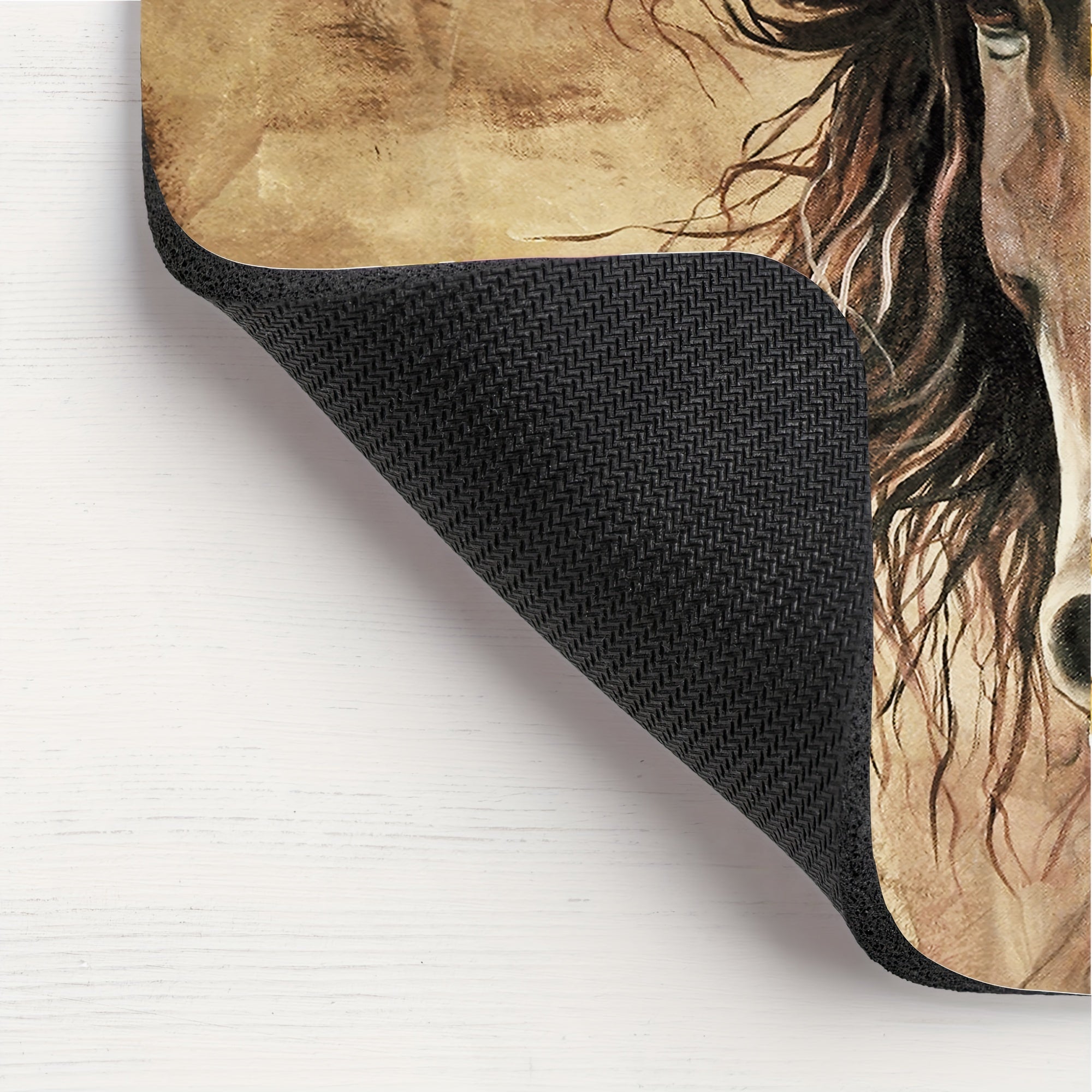 Yellow Sand Horse Pattern Printed Mouse Pad Anti slip Rubber Base