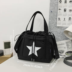 Large Capacity Women's Shoulder Bag Star Graphic Casual Style Vegan Leather