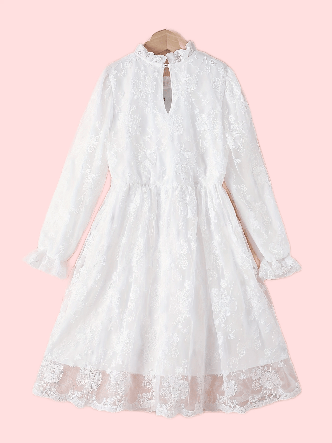 Youth Girls Lace Dress with Ruffle Collar
