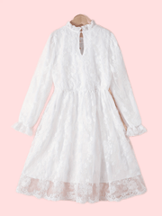Youth Girls Lace Dress with Ruffle Collar