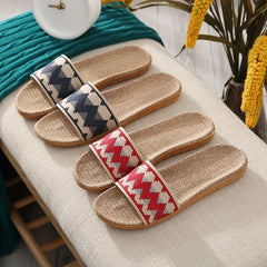 Men's Lightweight Linen Slippers Anti skid Slip On Shoes For Indoor Bedroom