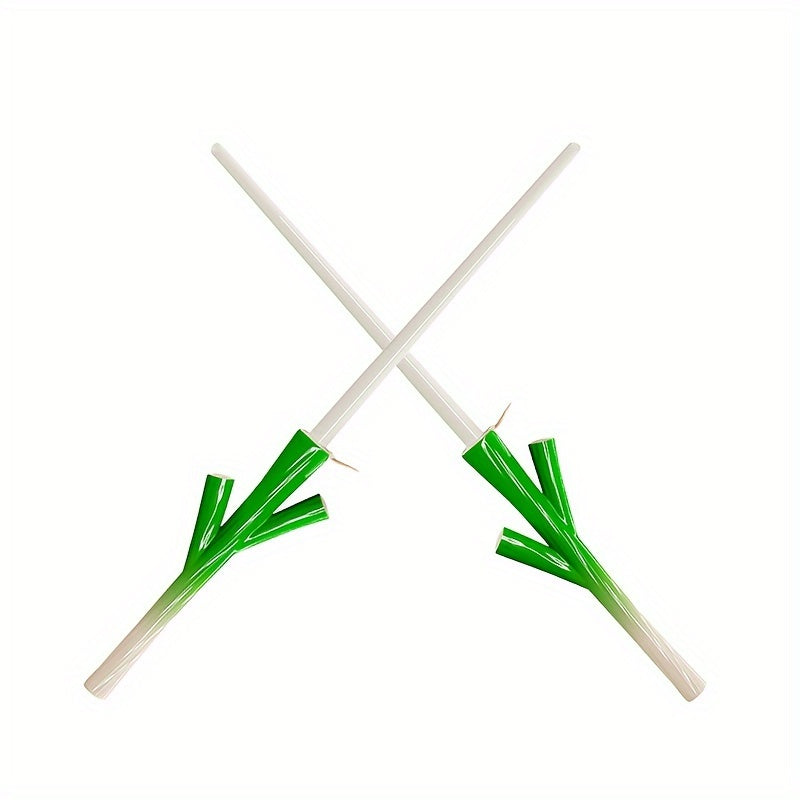 Stretchable Scallion Sword Toy with Green Onion for Fun Pranks