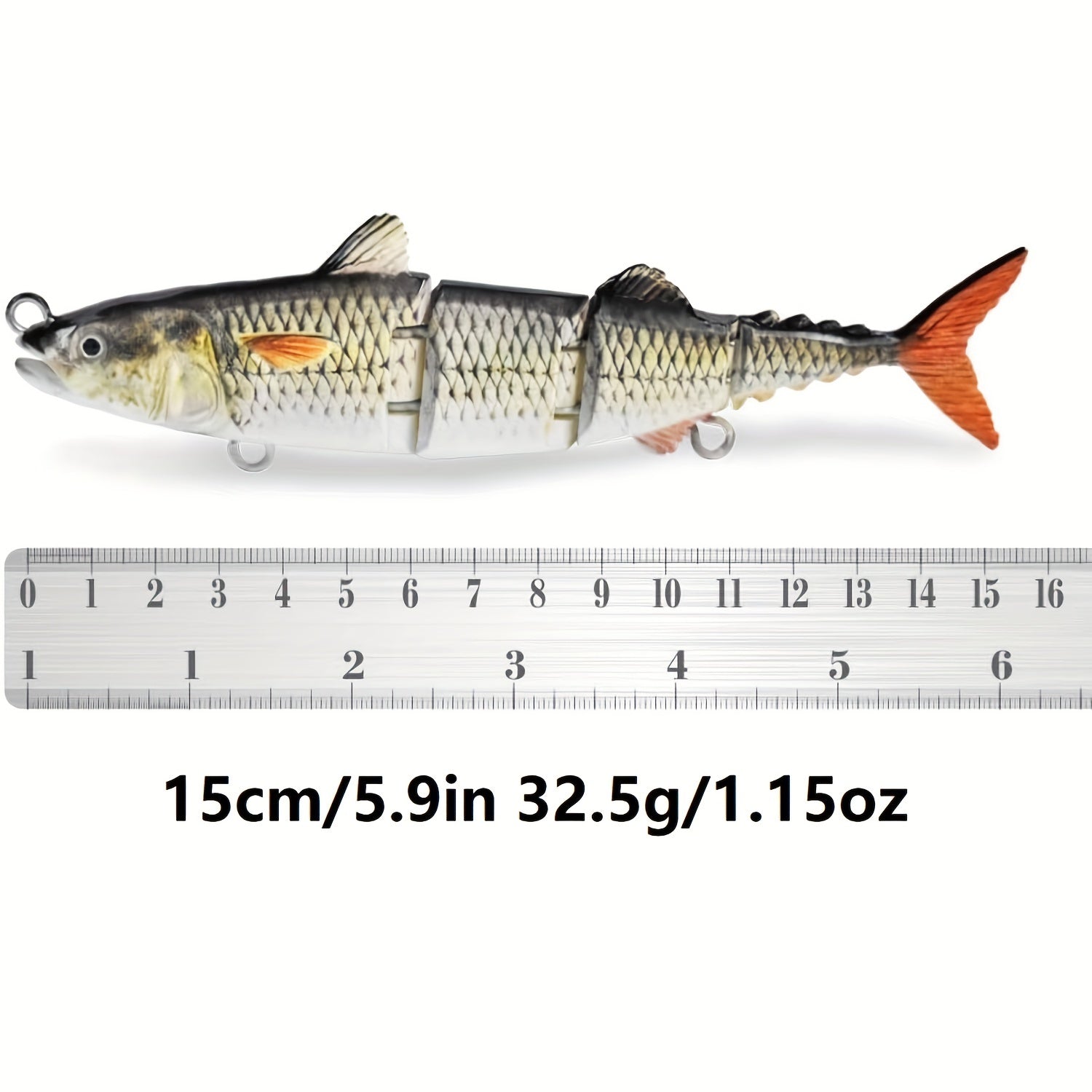 32.5g Tuna Fishing Lure 4 Segment Swimbait w/ Treble Hooks Freshwater Salt