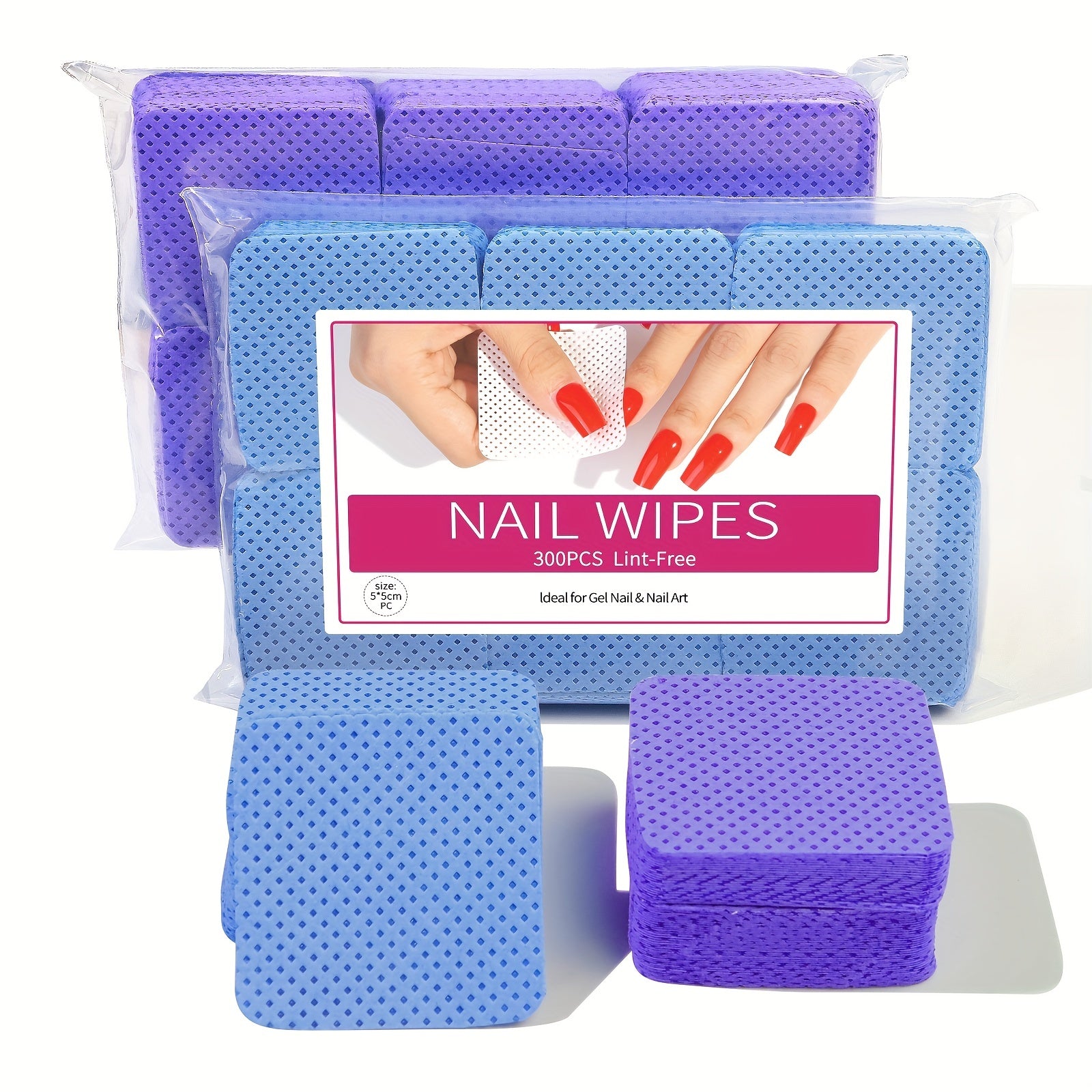 300pcs Lint Nail Wipes Gel Polish Remover Pads Eyelash Glue Cleaning