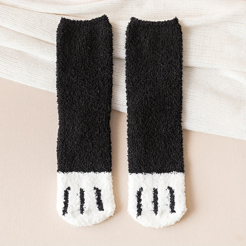 5 Pairs Cat Claw Fuzzy Socks Comfy Mid Tube Women's Stockings