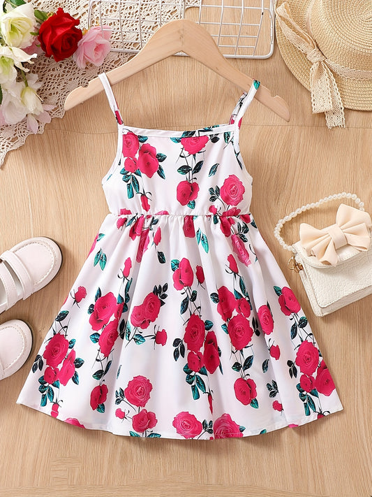 Youth Girl Colorful Heart Print Camisole Princess Dress