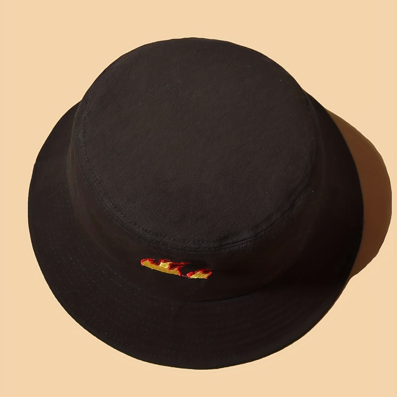 Flame Embroidery Bucket Hat Casual Hip Hop Basin Hat Solid Unisex Fisherman Cap