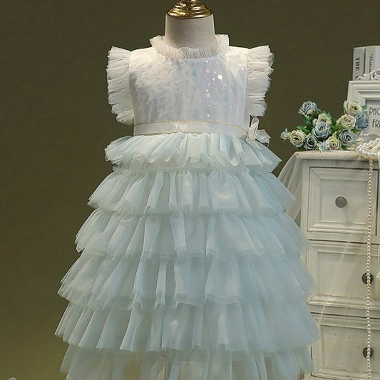 Girls' Sequins & Tiered Princess Dress for Summer
