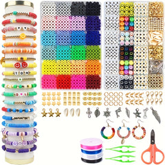 DIY Clay Beads Set For Bracelet Making Kit With Letters Pendant