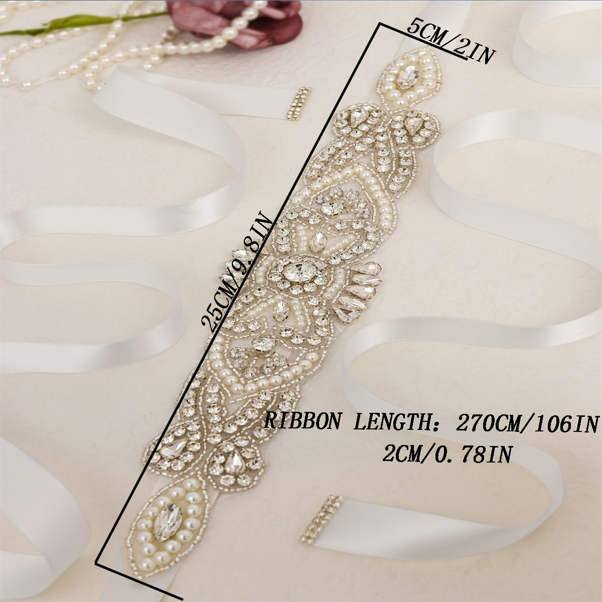 Rhinestone Bridal Belt Wedding Dress Waist Chain Sash Faux Pearl Belt
